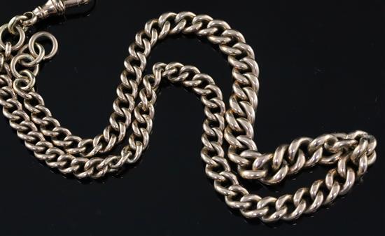 An Edwardian 9ct gold graduated link albert chain, 40.5cm.